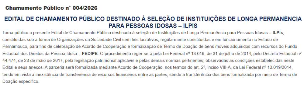 Chamamento Público nº 004.2026
